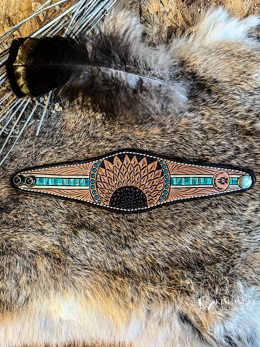Hand-Tooled Sunflower Cuff Bracelet
