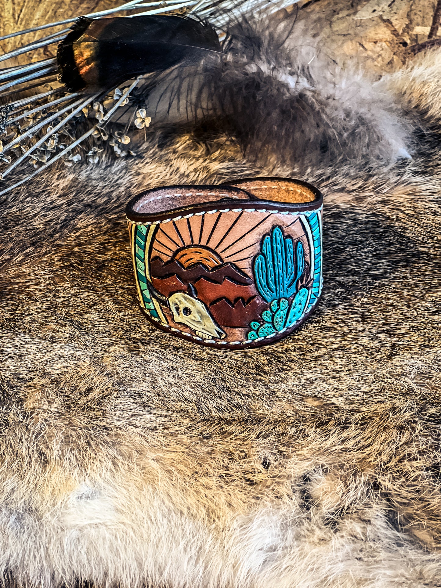 Hand-Tooled Southwestern Cuff Bracelet